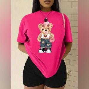 Pink Teddy Bear Graphic Shirt